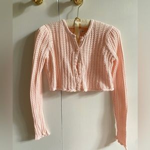 Janie and Jack big girls pink cropped knit sweater